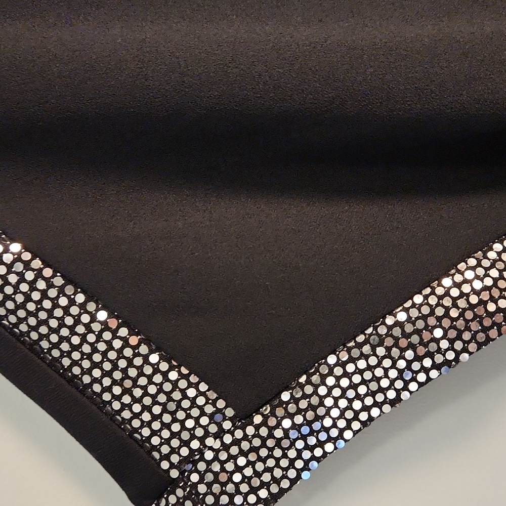 Sequin Trim Black Tunic Top – Sparkly Short Sleeve Blouse, Holiday Party Look - Picture 9 of 10